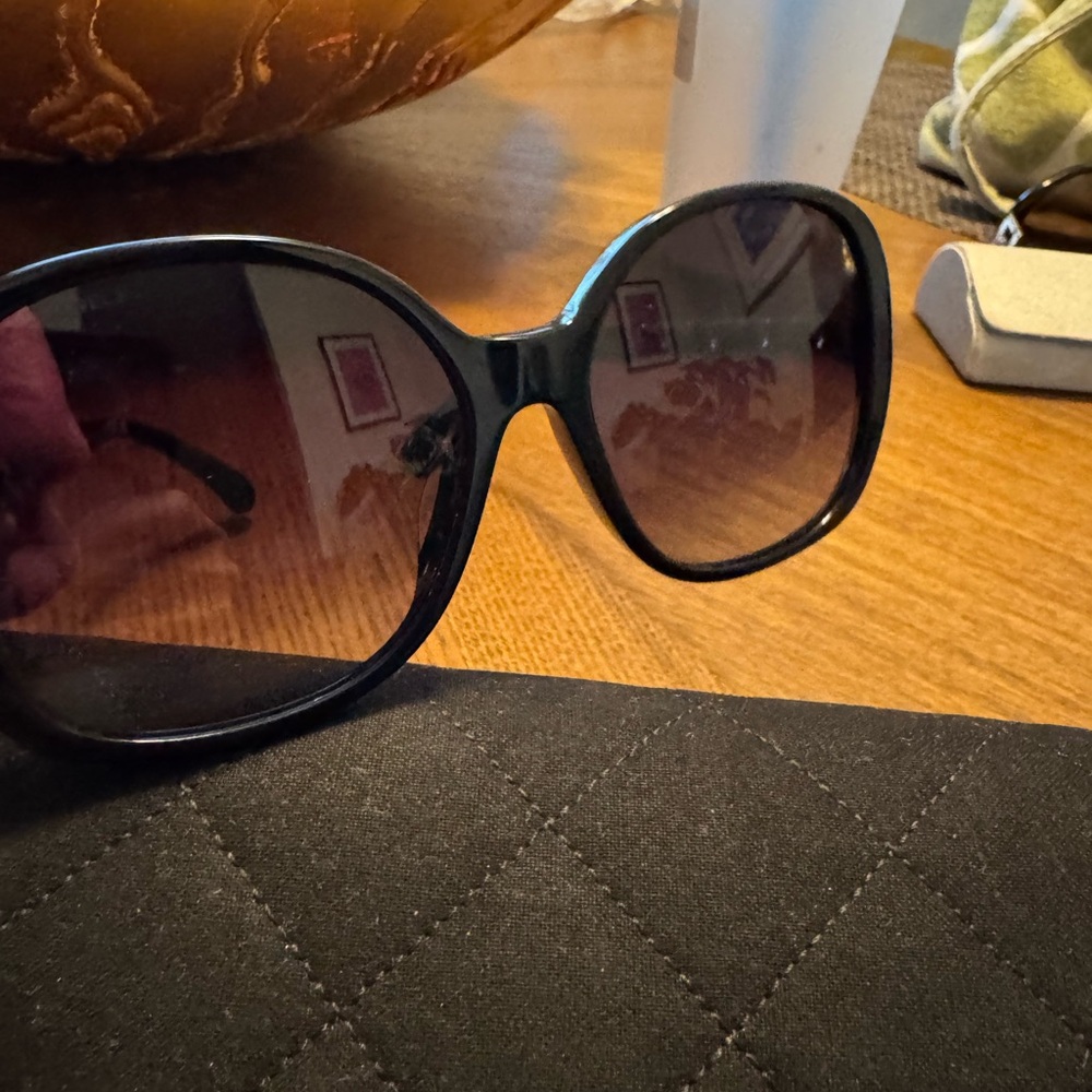 CHANEL Black Quilted Sunglasses with Dark Lenses